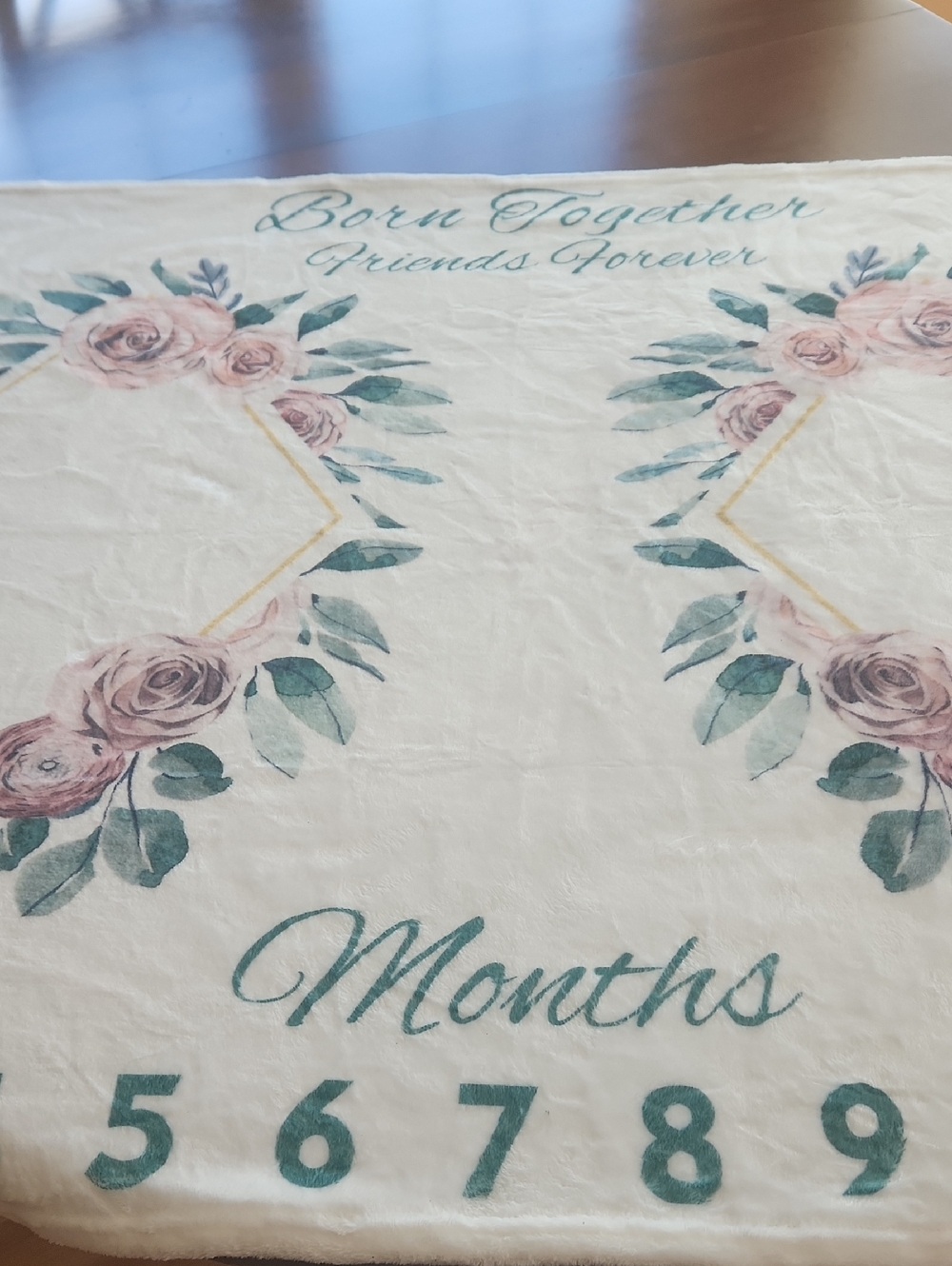 Monthly Milestone Blanket - Floral "Born Together" Months 1-12 For Twin Photos